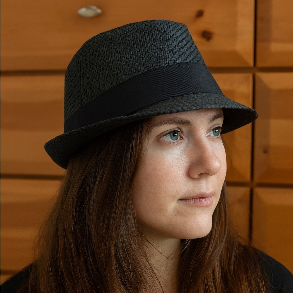 Black woven fedora